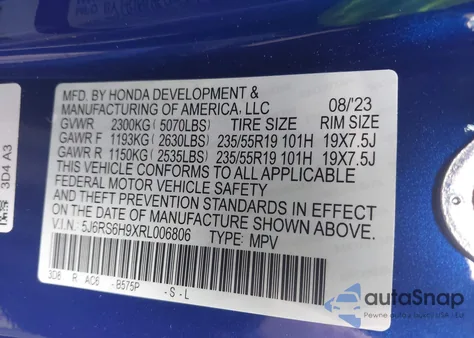 2024 Honda Cr-V Hybrid Sport Touring из США, поврежденный, VIN 5J6RS6H9XRL006806